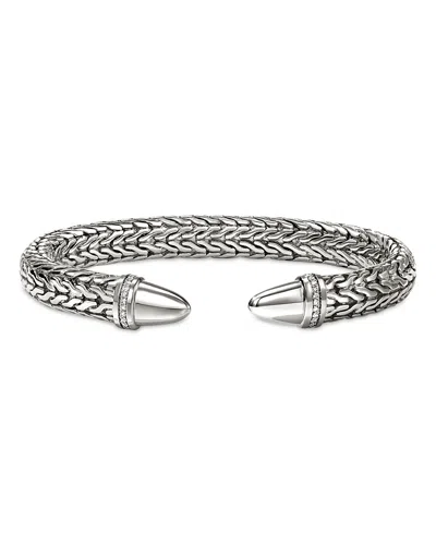 JOHN HARDY STERLING SILVER SPEAR DIAMOND ACCENT FLEX CUFF BRACELET