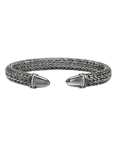John Hardy Sterling Silver Spear Diamond Accent Flex Cuff Bracelet In Dark Silver/diamond .25ct