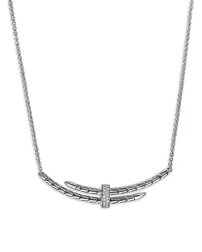 John Hardy Sterling Silver Spear Diamond Bypass Pendant Necklace, 16-18 In Metallic