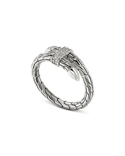 John Hardy Sterling Silver Spear Diamond Coil Ring