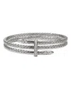 John Hardy Sterling Silver Spear Diamond Pave Double Flex Cuff Bracelet In Silver