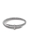 John Hardy Sterling Silver Classic Chain Diamond Pave Bypass Cuff Bracelet In Silver