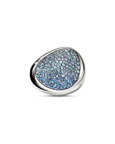 John Hardy Sterling Silver Surf Multi Blue Gemstone Ombre Pebble Ring In Metallic