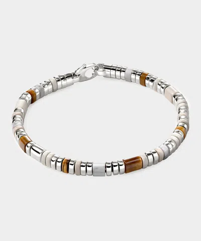 John Hardy Sterling Silver Tiger Eye Howlite & L Bracelet In Silver