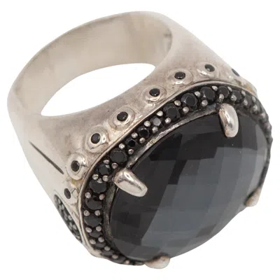 Pre-owned John Hardy Sterling Smoky Quartz And Black Spinel Ring