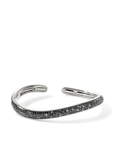 John Hardy Surf Hinged Diamond Cuff Bracelet In Sterling Silver