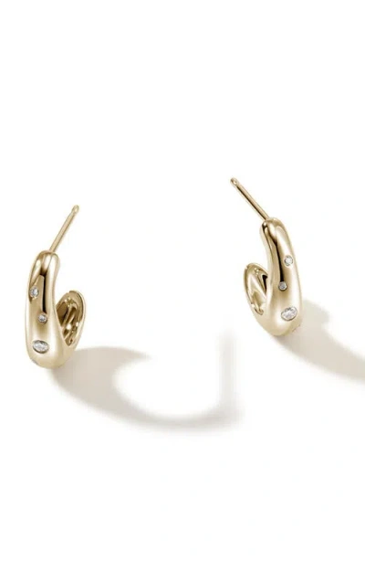 John Hardy Surf J Hoop Earring Gold Diamonds Small