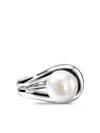 John Hardy Surf Silver Ring With Freshwater Pearl In Silver