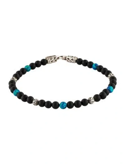 Pre-owned John Hardy Synthetic Opal & Onyx Bead Bracelet, 6.75" In Multi