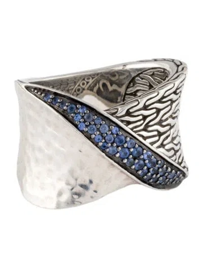 Pre-owned John Hardy Synthetic Sapphire Classic Chain Twisted Hammered Ring In Multi