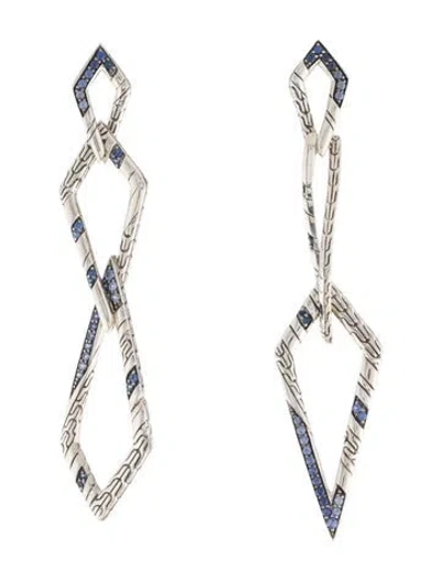 Pre-owned John Hardy Synthetic Sapphire Lahar Geometric Drop Earrings In Multi