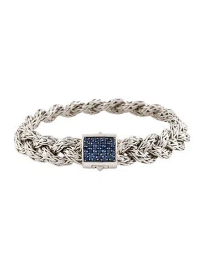 Pre-owned John Hardy Synthetic Sapphire Woven Braided Bracelet, 6.75" In Multicolor