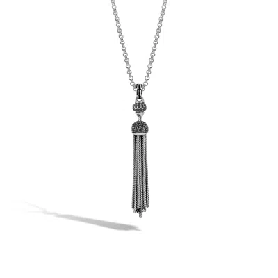 John Hardy Tassel Pendant Necklace With Black Sapphire, Black Spinel