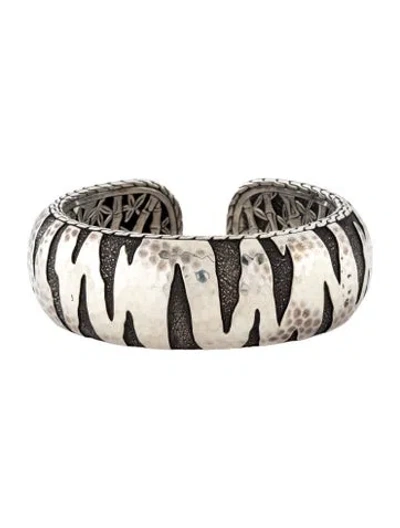 Pre-owned John Hardy Tiger Stripe Palu Macan Hammered "kick Cuff", 6.25" In Multicolor