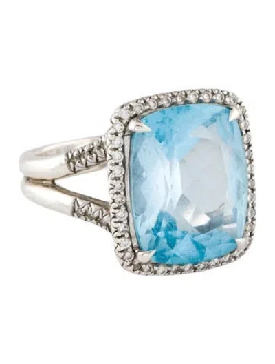 Pre-owned John Hardy Topaz & Diamond Classic Chain Cocktail Ring In Multi