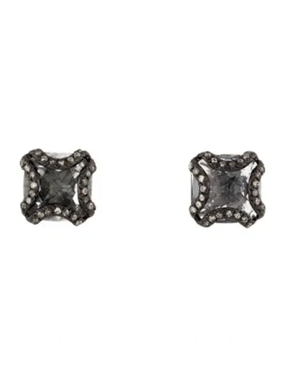 Pre-owned John Hardy Topaz & Diamond Classic Chain Stud Earrings In Multi