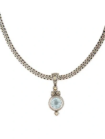 Pre-owned John Hardy Topaz & Diamond Pendant Necklace, 16.25" In Multicolor