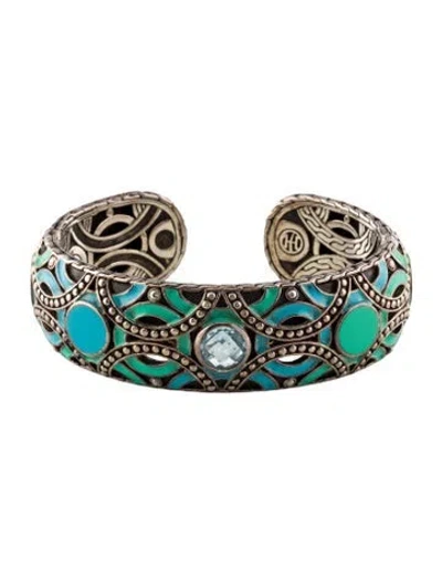 Pre-owned John Hardy Topaz & Enamel Bulan Cuff Bracelet, 6" In Multi