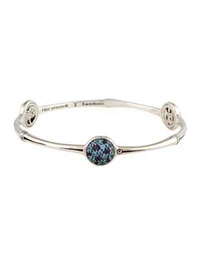 Pre-owned John Hardy Topaz & Iolite Three Station Bamboo Bangle Bracelet, 7.5" In Multi