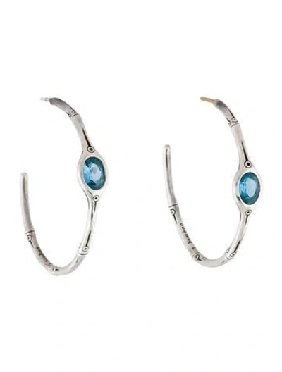 Pre-owned John Hardy Topaz Bamboo Hoop Earrings In Multi