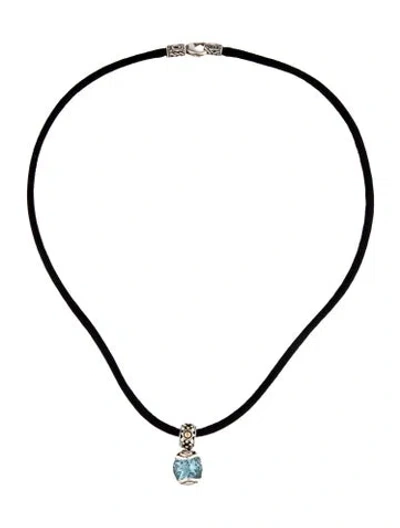 Pre-owned John Hardy Topaz Batu Sari Pendant Necklace, 16" In Black