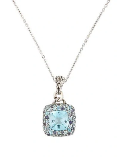 Pre-owned John Hardy Topaz, Iolite & Aquamarine Batu Pendant Necklace, 18" In Multicolor
