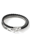 John Hardy Sterling Silver And Leather Wrap Bracelet In Silver