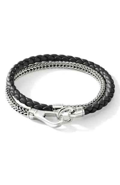 JOHN HARDY JOHN HARDY DOUBLE WRAP, SILVER, LEATHER, 4.5MM