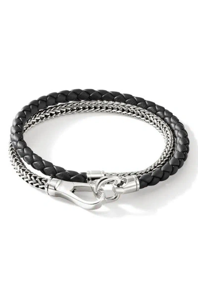 John Hardy Triple Layered Bracelet In Silver/black