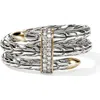 John Hardy Triple Spear Flex Ring, Pavé In Brown