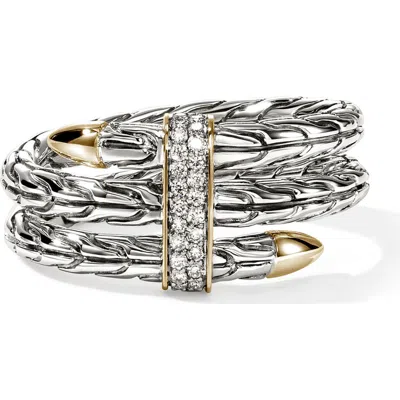 John Hardy Triple Spear Flex Ring, Pavé In Silver