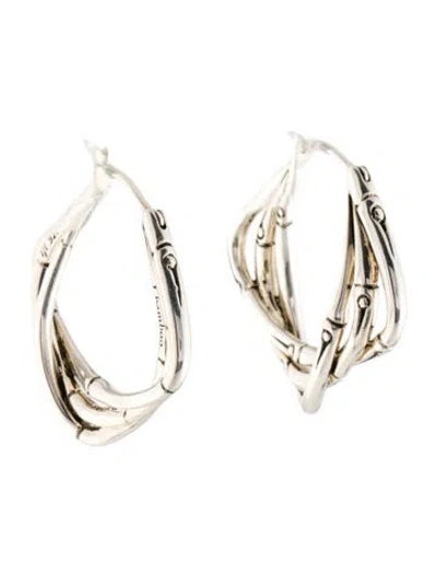 Pre-owned John Hardy Triple Twisted Bamboo Hoop Earrings In Multi