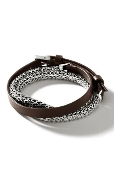 John Hardy Triple Wrap Bracelet On Leather With Buckle Clasp In Pink