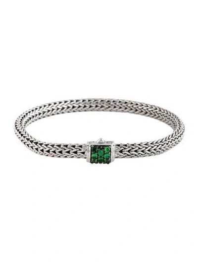 Pre-owned John Hardy Tsavorite Garnet Classic Chain Bracelet, 6" In Multicolor