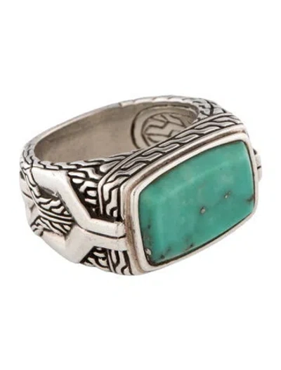 Pre-owned John Hardy Turquoise Asli Classic Chain Signet Ring In Multi