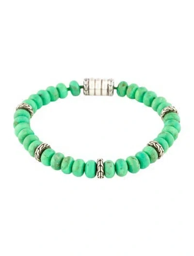 Pre-owned John Hardy Turquoise Batu Bedeg Bead Bracelet, 8" In Multi