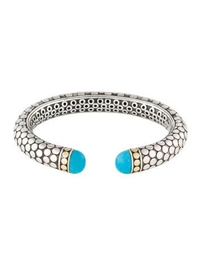 Pre-owned John Hardy Turquoise Batu Dot Kick Cuff Bracelet, 7.5" In Multi