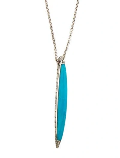 Pre-owned John Hardy Turquoise Classic Chain Spear Pendant Necklace, 40" In Multicolor