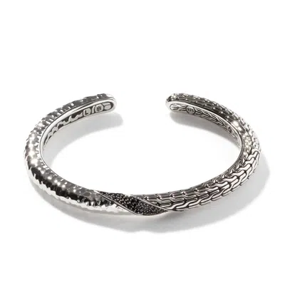 John Hardy Twisted Pave 6mm Kick Cuff Bracelet In Black Spinel