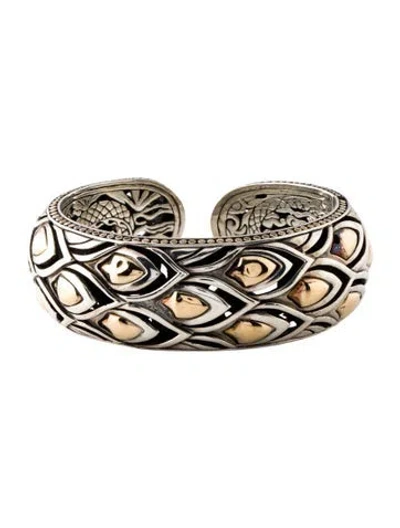 Pre-owned John Hardy Two -tone Naga Kick Cuff Dragon Scale Bracelet, 6.75" In Multi