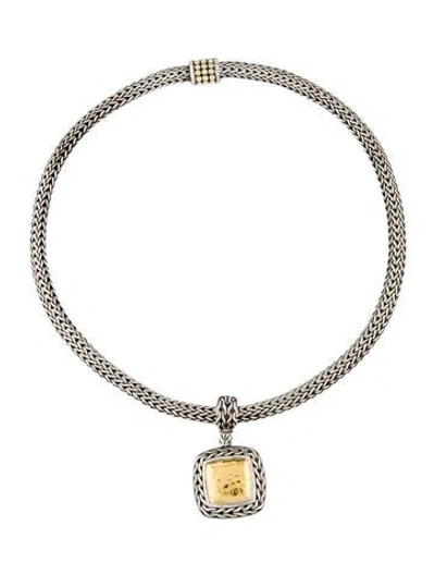 Pre-owned John Hardy Two- Tone Palu Square Pendant Necklace, 16" In Multi