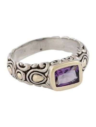 Pre-owned John Hardy Two-tone Amethyst Cocktail Ring In Multicolor