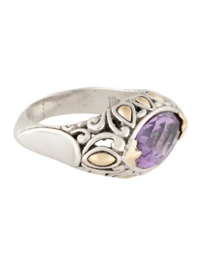 Pre-owned John Hardy Two-tone Amethyst East West Cocktail Ring In Multi