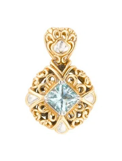 Pre-owned John Hardy Two-tone Aquamarine Charm Pendant In Multi