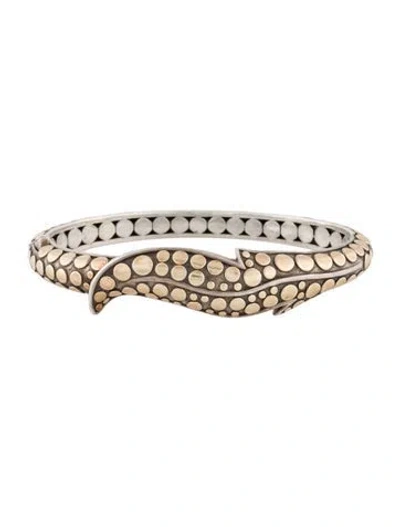 Pre-owned John Hardy Two-tone Ayu Dot Leaf Bangle Bracelet, 6" In Multi