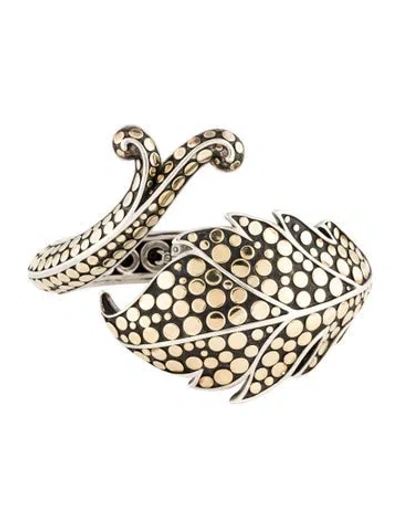 Pre-owned John Hardy Two-tone Ayu Leaf Bangle Bracelet, 6.5" In Multi