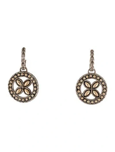 Pre-owned John Hardy Two-tone Batu Kawung Flower Drop Earrings In Multicolor