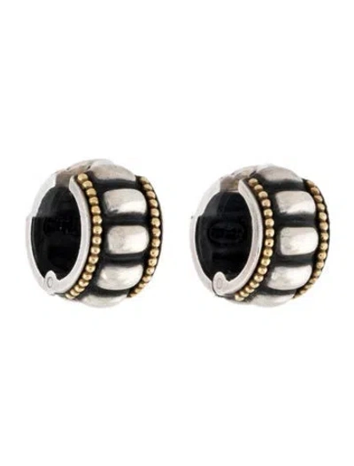Pre-owned John Hardy Two-tone Caviar Huggie Earrings In Multi