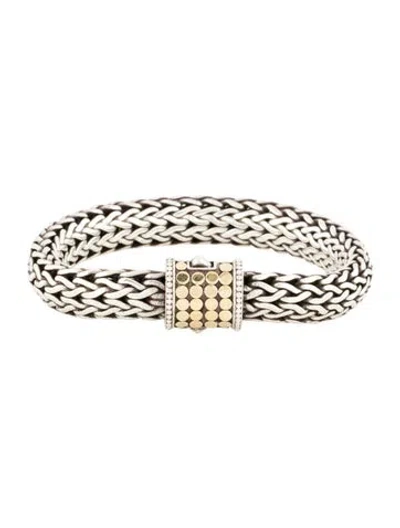 Pre-owned John Hardy Two-tone Classic Chain Dot Clasp Bracelet, 6.5" In Multi