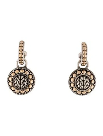 Pre-owned John Hardy Two-tone Classic Chain Dot Drop Earrings In Multicolor